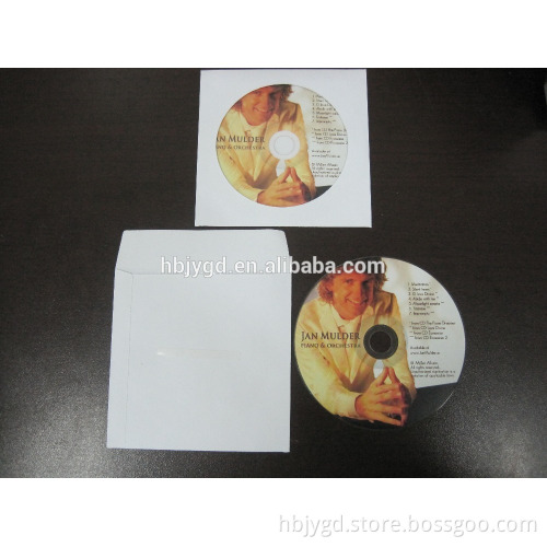 music cd disc replication, 100gsm white paper bag with clear window and double sides adhesive tape.